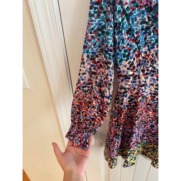 Saloni Eve Floral Print Silk Dress‎ in Rainbow Gardenia Size 6 - Picture 5 of 7